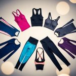 A group of diverse activewear garments arranged in a dynamic, flowing composition, showcasing their flexibility and comfort for yoga